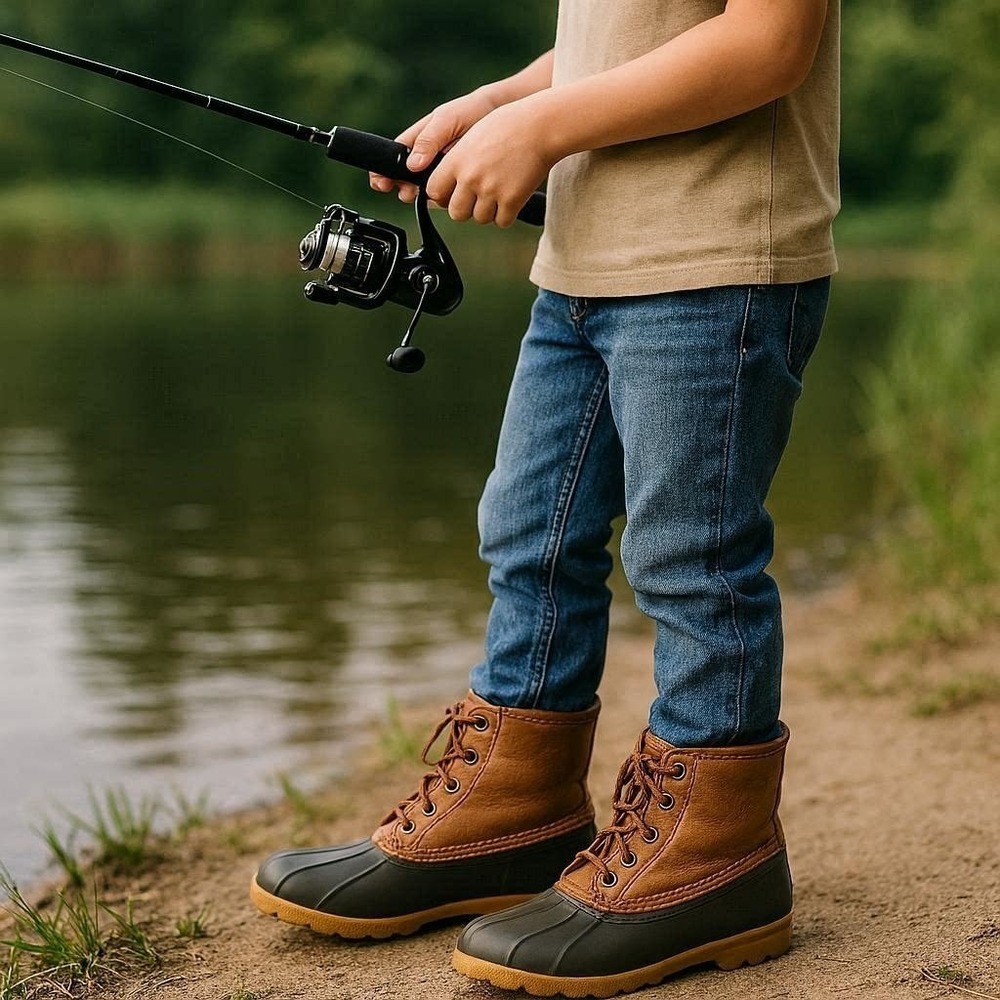 SPERRY Port Duck Boots - Lace Up Leather &‎ Rubber Waterproof - Size 4 M Youth